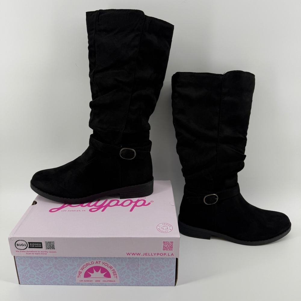 NEW Jellypop Morgania Womens Black Suede Slouch Tall Boots J1AFWDK Size 8M